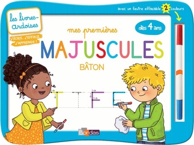 Les livres-ardoises - mes premieres majuscules baton avec 1 feutre effacable 2 couleurs