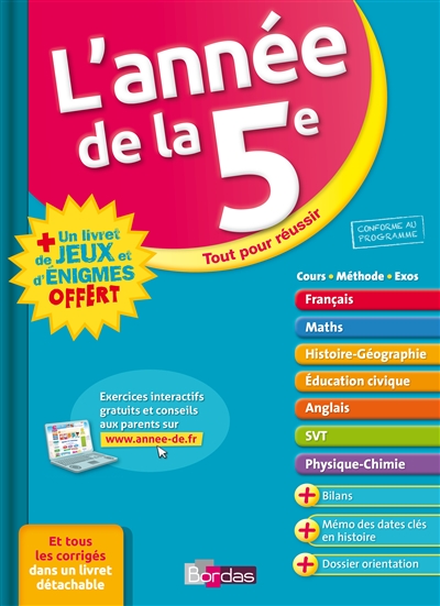 Annee de la 5e + livret jeux
