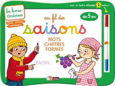 Les livres-ardoises - au fil des saisons mots chiffres formes avec 1 feutre effacable 2 couleurs