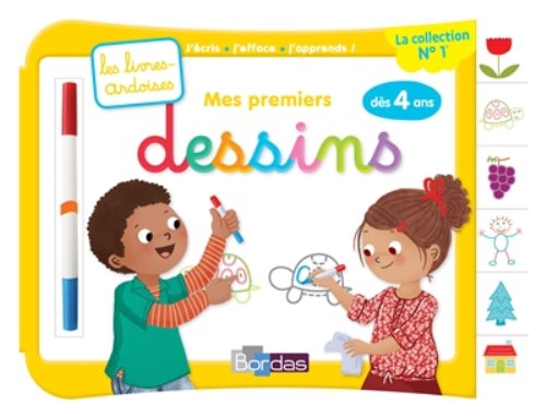 Mes premiers dessins des 4 ans avec 1 feutre effacable 2 couleurs - les livres-ardoises