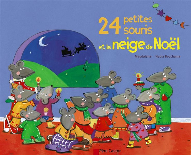 24 petites souris et la neige de noel - illustrations, couleur