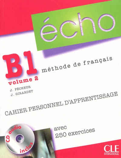 Lp echo b1.2 cahier personnel d'apprentissage + cd audio