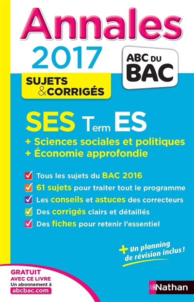 Annales bac sciences economiques et sociales - terminale es- spe&spe - corrige