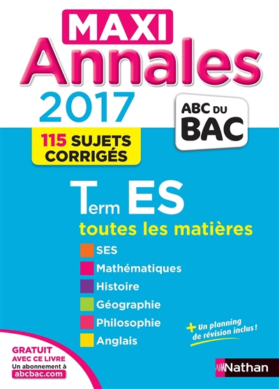 Maxi annales bac 2017 - terminale es - vol28