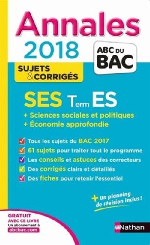 Annales bac sciences economiques et sociales-terminale es-specialit & specialit corriges num 11 2017