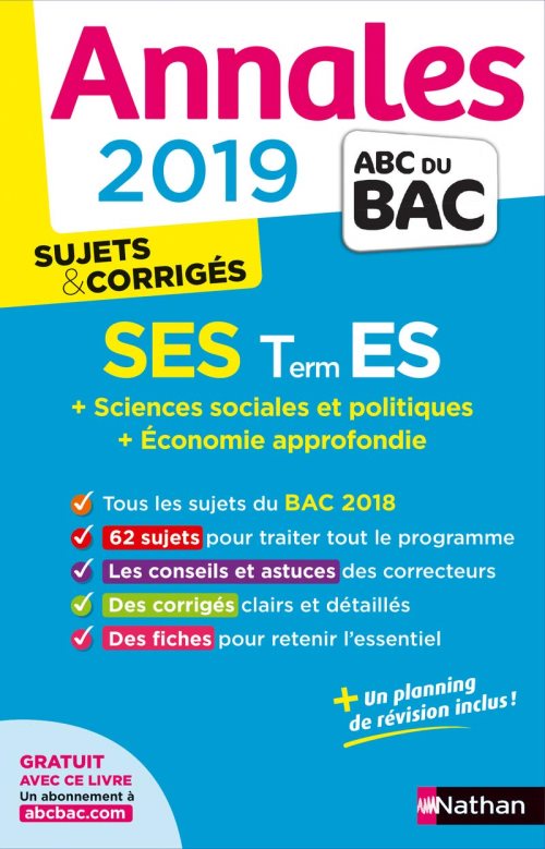 Annales bac 2019 sciences economiques et sociales - terminale es spe&spe - corrige