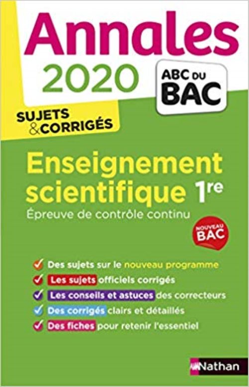 Annales bac 2020 enseignement scientifique 1re - epreuve de controle continu