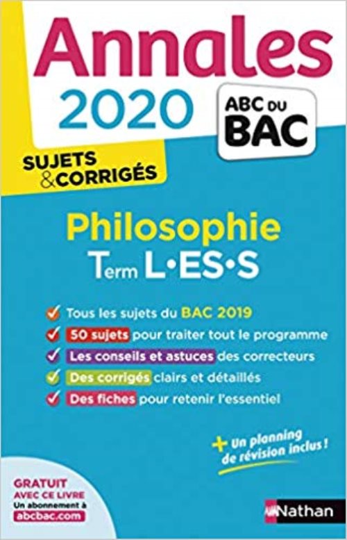 Annales bac 2020 philosophie term l-es-s - sujets & corriges
