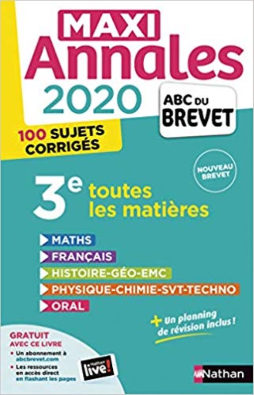 Maxi annales brevet 2020 - 3e toutes les matieres