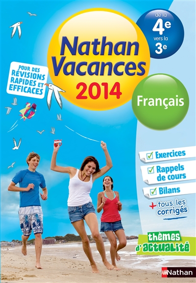 Cahier de vacances 2014 francais 4e/3e - nathan vacances