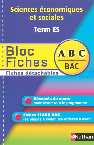 Bloc fiches abc bac sciences economiques et sociales terminale es n12