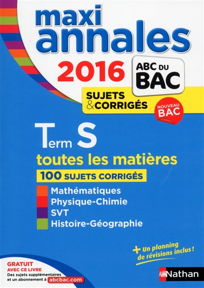 Maxi annales bac terminale s 2016