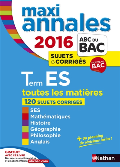 Maxi annales bac terminale es 2016