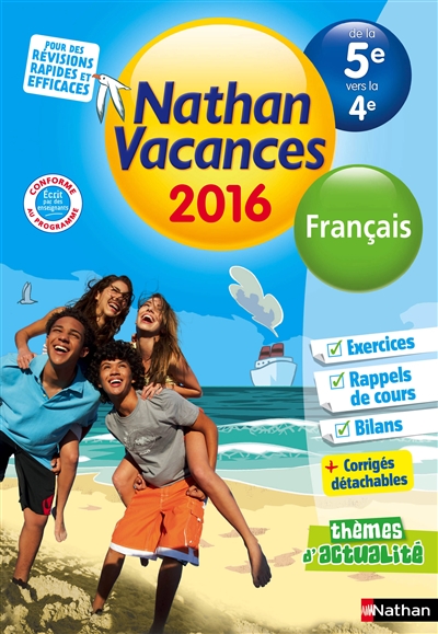 Cahier de vacances 2016 college monomatiere francais 5e/4e