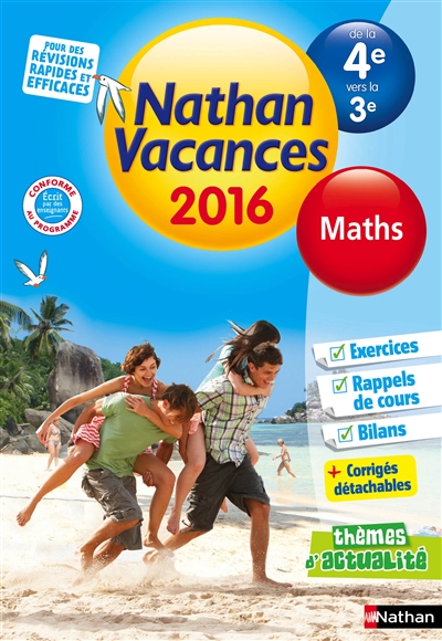 Cahier de vacances 2016 college monomatiere maths 4e/3e