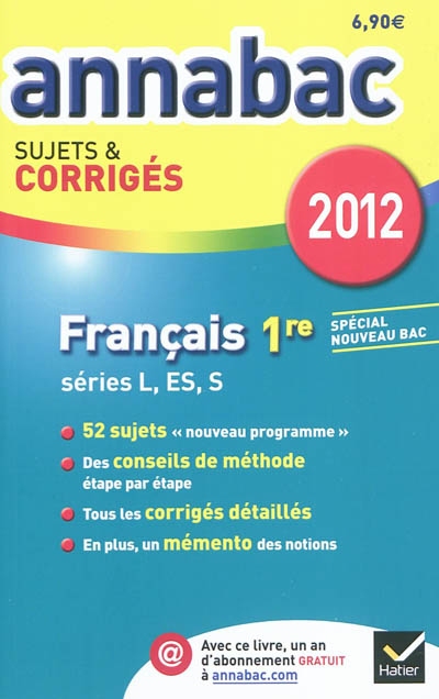Annales annabac 2012 francais 1re l,es,s sujets et corriges