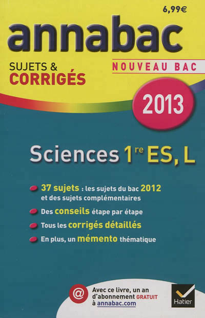 Annales annabac 2013 sciences 1re es, l