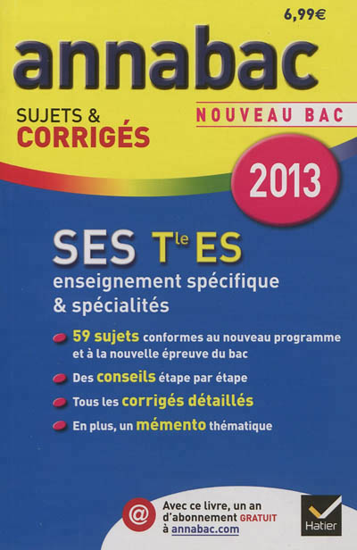 Annales annabac 2013 ses tle es specifique & specialites