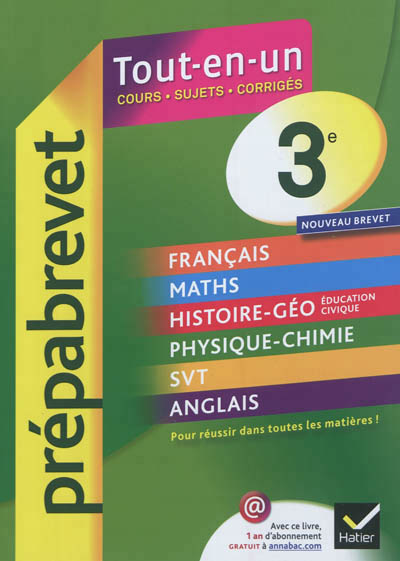 Prepabrevet tout-en-un 3e - toutes les matieres - brevet - troisieme