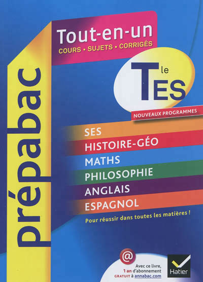 Prepabac tout-en-un tle es - toutes les matieres - bac - terminale es