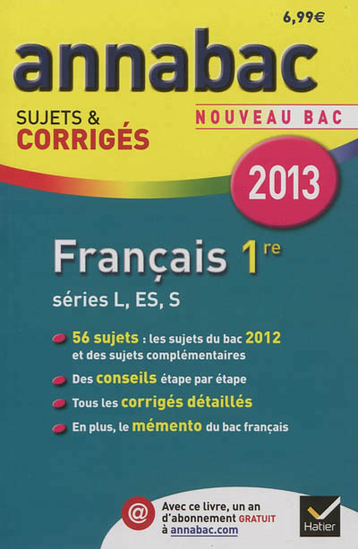 Annales annabac 2013 francais 1re l,es,s