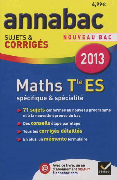 Annales annabac 2013 maths tle es specifique & specialite