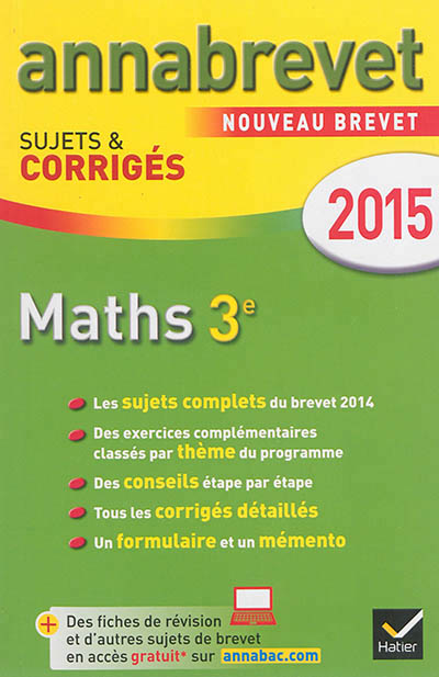 Annales annabrevet 2015 maths 3e