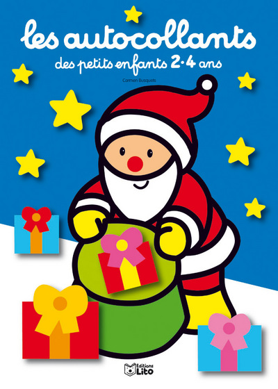 Les autocollants des petits enfants 2-4 ans : pere noel bleu