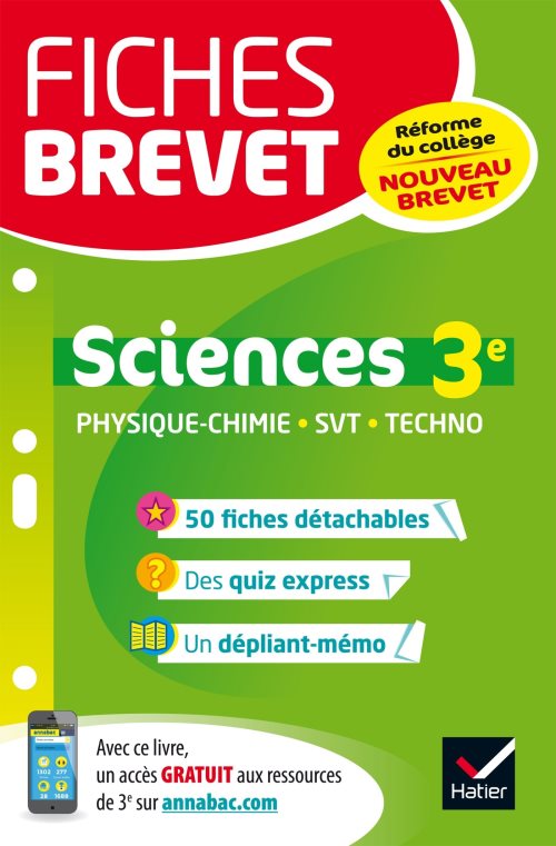 Fiches brevet physique-chimie svt technologie 3e - fiches de revision pour le nouveau brevet