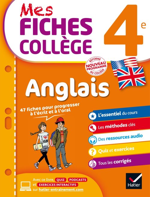 Mes fiches college anglais 4e - fiches de revision et entrainement a l'ecrit et a l'oral