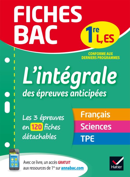 Fiches bac l'integrale des epreuves anticipees 1re es/l - les trois epreuves anticipees en 120 fiche