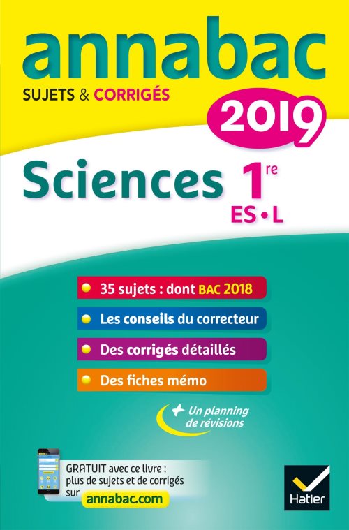 Annales annabac 2019 sciences 1re es, l - sujets et corriges du bac premiere es, l