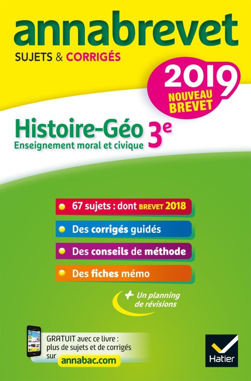 Annales du brevet annabrevet 2019 histoire geographie emc 3e - 65 sujets corriges